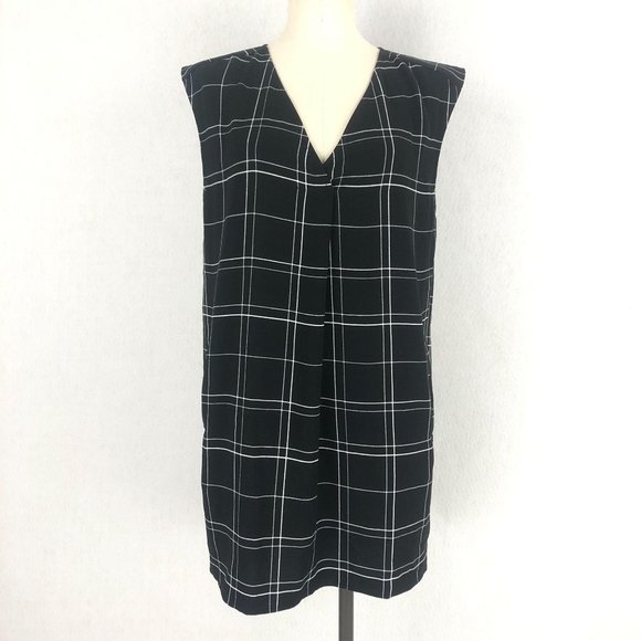 Leith Dresses & Skirts - Leith Black White Glam City Check Mini Dress Sz M